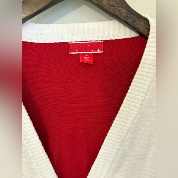 Target Ugly Festive Red and White Button Down Cardigan - Picture 4 of 6
